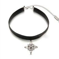 Gothic Leather Crystal Choker Charm Pendant Necklace Women Vintage Black Jewelry N3