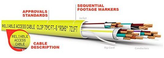 Electronic Lock Access Composite Control Cable - Plenum Rated - Yellow PVC Jacket - 500 Feet