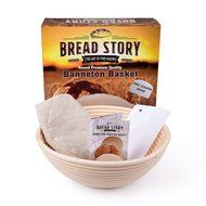 Banneton Proofing Basket Set 10 inch Round by Bread Story &ndash; Brotform Handmade Unbleached Natural Cane Bread Baking... N2