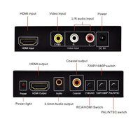 Udigital 1080P 3RCA CVBS L/R Audio or HDMI to HDMI Converter Box with Coaxial and 3.5mm Audio Output Upscaler