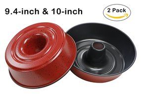 Webake 2-Pack 10 Inch and 9.4 Inch Angel Food Cake Pan, Chiffon Mold, Cake Molds N4