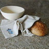 Banneton Proofing Basket, 8.5 inch Brotform Bread Dough bowl with Liner and Linen Bread Storage Bag for Round...