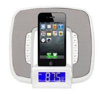 PyleHome PICL29W Docking/Aux Input Clock Radio with FM Receiver and Dual Alarm Clock for iPod/iPhone (White) N3