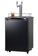 Kegco KOM20B-2 Dual Faucet Kombucha Keg Cooler with Black Cabinet and Door N5