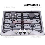 Windmax EuroStyle 23" Black Titanium Stainless Steel 4 Burner Built-In Stove NG/LPG Cooktop