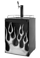 Kegerator Skin - Metal Flames Chrome (fits medium sized dorm fridge and kegerators)