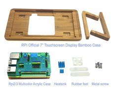 Eleduino Raspberry Pi Official 7&quot; Touchscreen Display Bamboo Case+Raspberry pi 3 Multicolor...