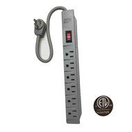 Topzone 6 Outlet 1.5Ft Safety Circuit Breaker Angle Electrical Wall Plug AC Wall Power Strip Switch Adapter ETL...