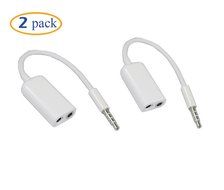Conwork White 3.5mm Audio Jack Stereo Headphone Splitter Cable Adapter for iPhone iPad iPod N2