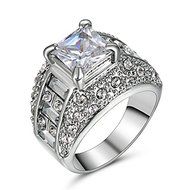 Lady/Women&#039;s Silver 10kt W-Gold Filled White Sapphire Wedding Ring Gift size 9 N2