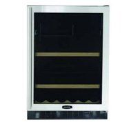 14 Bottle Dual Zone Wine Refrigerator Finish: Black Cabinet With Black Overlay Door, Hinge Location: Right, Lock...