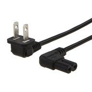 CableCreation 3 Foot 18 AWG Angled 2-Slot Non-Polarized Angle Power Cord (IEC320 C7 To Nema 1-15P), 0.915M / Black