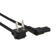 CableCreation 3 Foot 18 AWG Angled 2-Slot Non-Polarized Angle Power Cord (IEC320 C7 To Nema 1-15P), 0.915M / Black N2