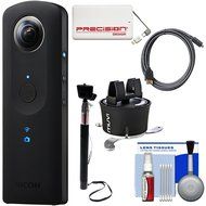 Ricoh Theta S 360-Degree Spherical Digital Camera (Black) with 360 Time Lapse + Power Pack + Selfie Stick + HDMI...