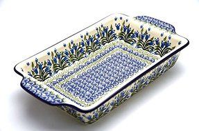 Polish Pottery Baker - Rectangular Brownie Pan - Blue Bells