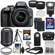 Nikon D3300 Digital SLR Camera &amp; 18-55mm G VR DX II (Black) + 55-200mm VRII Lens + 32GB + Case + Battery/Charger... N2