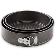 (3 Piece Set) Carbon Steel Springform Non-Stick Cake Pans Set with Removable Waffle Bottom and Quick-Release Latch... N3