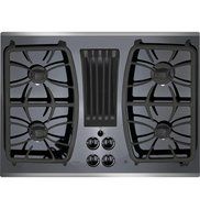 GE Profile 30" Built-In Gas Downdraft Cooktop Black Glass Top / Stainless Steel Trim N4