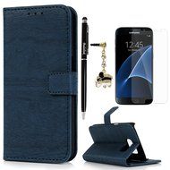 Badalink Galaxy S7 Wallet Case Wood Texture Premuim PU Leather Case Slim Fit Flip Folio Kickstand Case with Card... N10