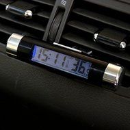 PLEXXA&reg; Car Air Vent Clip Clock, 2-in-1 LCD Digital Automotive Electronic Multi-functional Car Thermometer with... N4