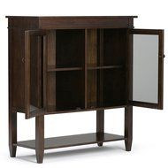 Simpli Home Carlton Medium Storage Cabinet, Dark Tobacco Brown