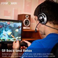FosPower (4 Inch) 3.5mm Male to 3.5mm Female Auxiliary 4-Conductor TRRS Stereo Audio Extension Cable [24K Gold... N3