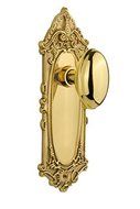 Nostalgic Warehouse Victorian Plate with Homestead Knob, Passage - 2.375, Polished Brass by Nostalgic Warehouse