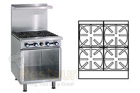 Imperial Commercial Restaurant Range 24" With 4 Burners Cabinet Base Natural Gas Model Ir-4-Xb