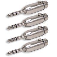 GLS Audio XLR Female to 1/4" Male TRS Adapter Gender Changer - XLR-F to 6.3mm Stereo Coupler Adapters - 4 PACK