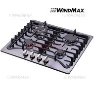Windmax EuroStyle 23" Black Titanium Stainless Steel 4 Burner Built-In Stove NG/LPG Cooktop N2