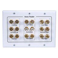 Cave Controls 5 6 7.1/7.2 or 8.1/8.2 One or Two Subwoofer Compatible 16 Banana Post and 2 RCA Speaker Wall Plate...