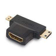 MILAPEAK (2 in 1) Mini-HDMI + Micro-HDMI Male to HDMI Female Adapter with Gold Plated, Black