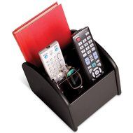 Ralph TV Remote Control Spinning Caddy - Revolving Wood Valet Organizer for Television Remotes - Black