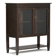 Simpli Home Carlton Medium Storage Cabinet, Dark Tobacco Brown N5