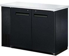 UBB-2 Narrow Solid Door Back Bar Cooler Stainless Steel Top and LED Lighting