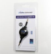 Tera Grand RETA-TE222-BL 3.5 mm Male to Male Stereo Retractable Cable with Aluminum Housing, Blue, 2.9'