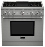Thermador Professional Series PRD364GDHU 36 Pro Harmony Standard Depth Dual Fuel Range, 4 Burners,