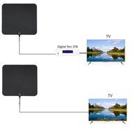 Alemon Ultra Thin Indoor HDTV Antenna with 16.4 Feet Coax Cable - 35 Miles Range - Black