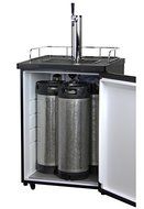 Kegco KOM20B-2 Dual Faucet Kombucha Keg Cooler with Black Cabinet and Door N11