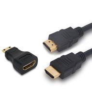 MILAPEAK (2 in 1) Mini-HDMI + Micro-HDMI Male to HDMI Female Adapter with Gold Plated, Black N6