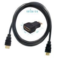 MILAPEAK (2 in 1) Mini-HDMI + Micro-HDMI Male to HDMI Female Adapter with Gold Plated, Black N7