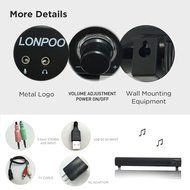 LONPOO 10w USB Powered Slim Sound Bar Speakers with Mic and Earphone Jack for PC ，Iphone 6 (Black) N5