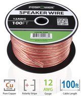 FosPower 14AWG Speaker Wire [14 Gauge | 50 FT] Premium Spooled Oxygen-Free Copper OFC Speaker Wire with Clear... N8
