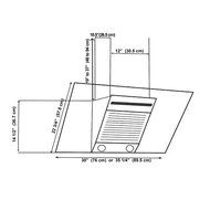 Ancona Slanted Glass and Stainless Steel 600 CFM Wall Mount Range Hood, 36-Inch N3
