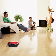 Haier Robotic Vacuum Cleaner Automatic Floor Cleaner with Self Charging and Wet Mop (Red)