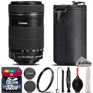 Canon EF-S 55-250mm f/4-5.6 IS STM Lens + 32GB Class 10 High Speed Memory Card + UV Filter + Lens Cap Holder +...