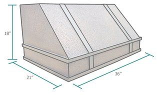 Copper Best H11 362118H Range Hood Copper 36 x 21 x 18 in with Antique Tone and Hammered Finish N3