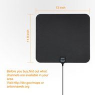 Alemon Ultra Thin Indoor HDTV Antenna with 16.4 Feet Coax Cable - 35 Miles Range - Black N2