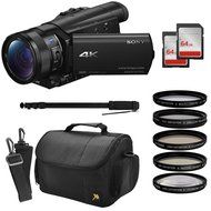 Sony FDR-AX100 4K Ultra HD Camcorder Video Camera Kit, 128GB Memory + Pro Monopod + Bag + UV CPL FL ND4 10x Filter...