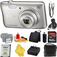 Nikon COOLPIX S3700 Digital Camera with 8x Optical Zoom and Built-In Wi-Fi (Silver)+ Case+16 GB Card+Reader +...
